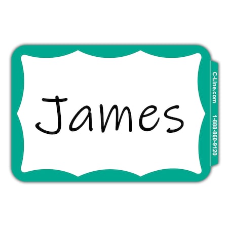 C-Line Products Pressure Sensitive Badges, Border, Green, 3 12 x 2 14, 100BX Set of 10 BX, 1000PK 92263-CT